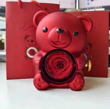 Carregar imagem no visualizador da galeria, O URSO E A ROSA - Colar e Caixa de Joias Surpresa com Urso Giratório