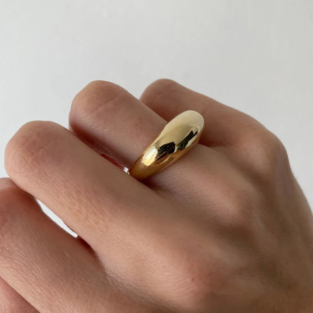 Anel Feminino de Aço Inoxidável   Design Geométrico Minimalista