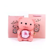 Carregar imagem no visualizador da galeria, O URSO E A ROSA - Colar e Caixa de Joias Surpresa com Urso Giratório