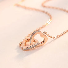 Carregar imagem no visualizador da galeria, Colar Duplo Amor em Prata 925 com Zircônia e Ouro Rosa   Joia Feminina, Presente Perfeito