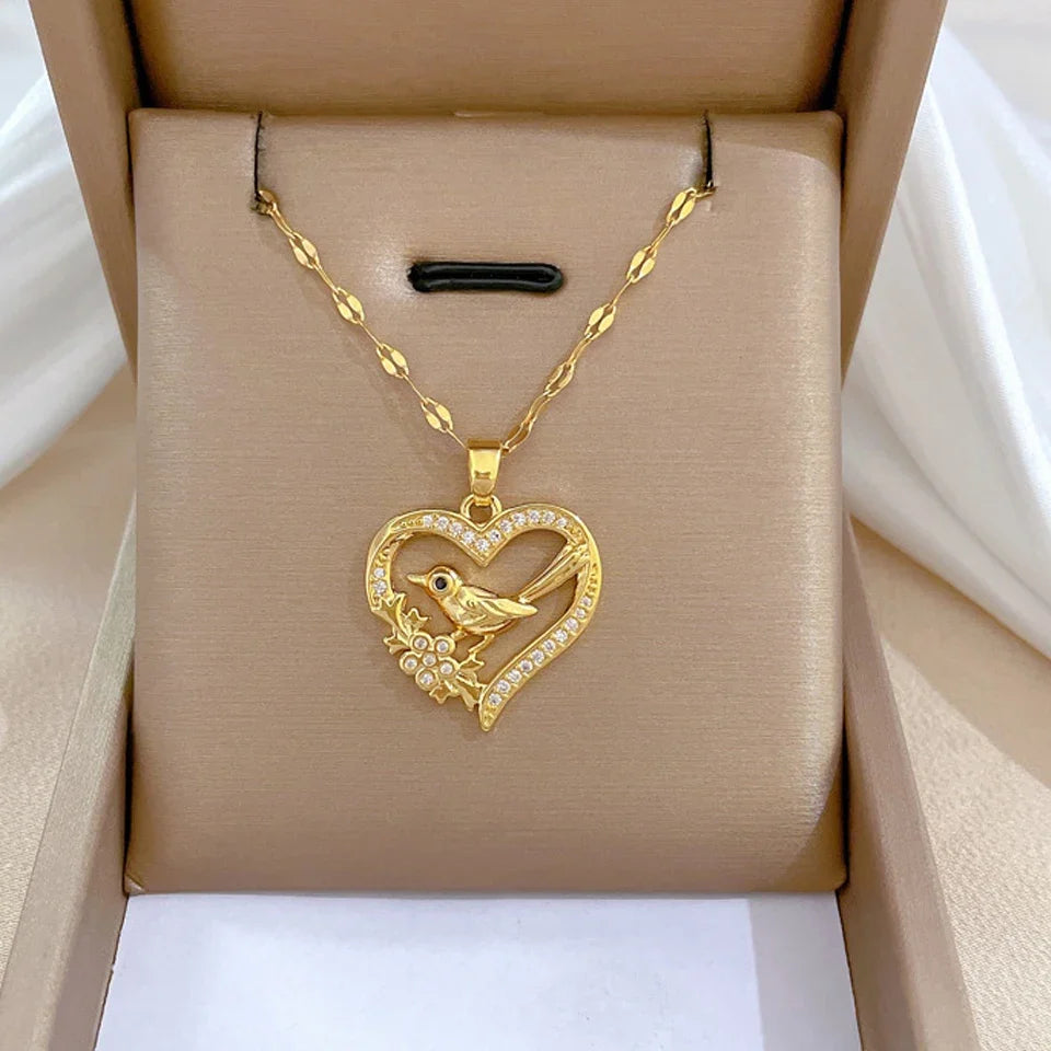 Colar Amor em Aço Inoxidável com Zircônia   Presente Ideal