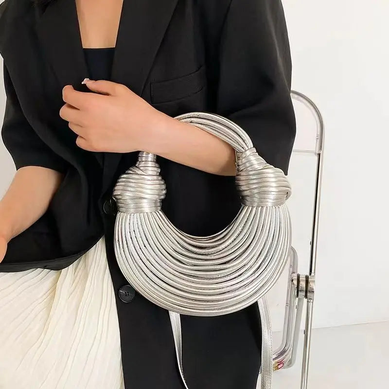 Bolsa Metálica Jade com Alça de Nó