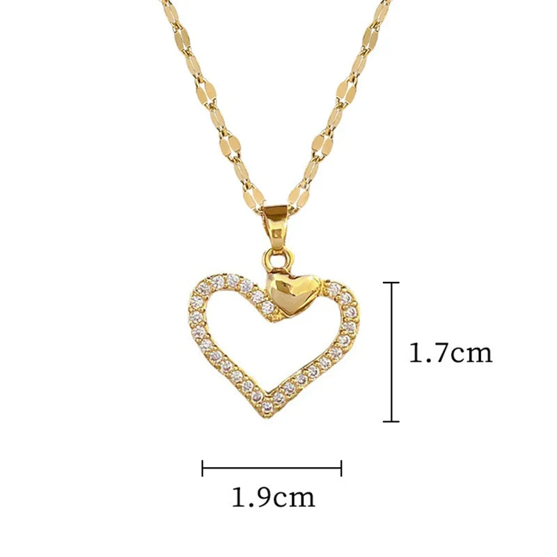 Colar Amor em Aço Inoxidável com Zircônia   Presente Ideal