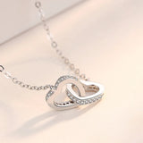 Colar Duplo Amor em Prata 925 com Zircônia e Ouro Rosa Joia Feminina, Presente Perfeito