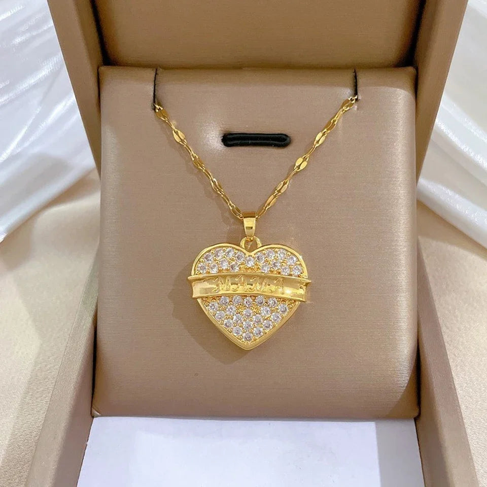 Colar Amor em Aço Inoxidável com Zircônia   Presente Ideal