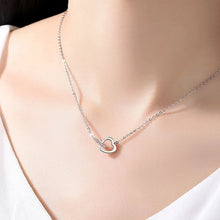 Carregar imagem no visualizador da galeria, Colar Duplo Amor em Prata 925 com Zircônia e Ouro Rosa   Joia Feminina, Presente Perfeito
