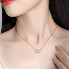 Carregar imagem no visualizador da galeria, Colar Duplo Amor em Prata 925 com Zircônia e Ouro Rosa   Joia Feminina, Presente Perfeito